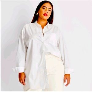 Future Collective Women's Plus Size Long Sleeve Button-down Shirt